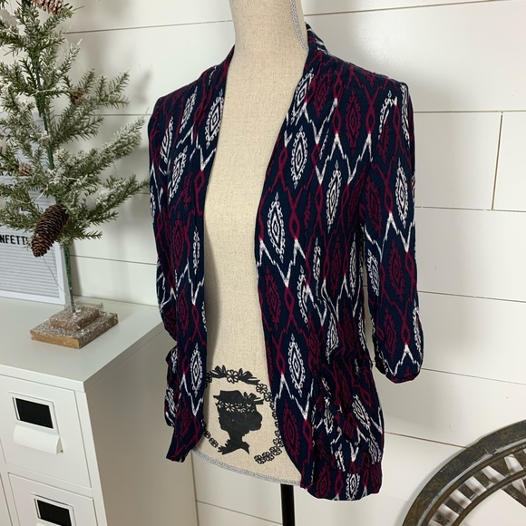 ❌SOLD❌ Aztec Print Navy Fitted Blazer Jacket F21 - Picture 5 of 8